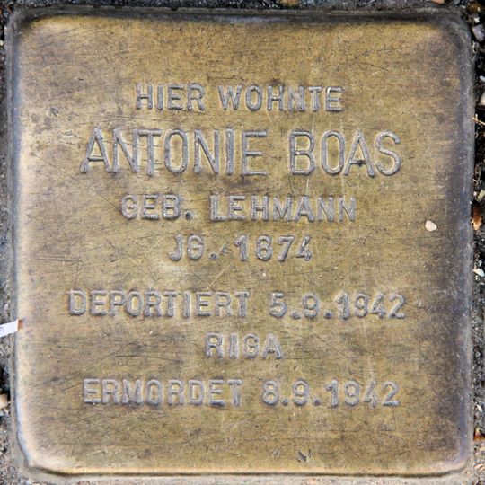 Stolperstein dedicated to Antonie Boas