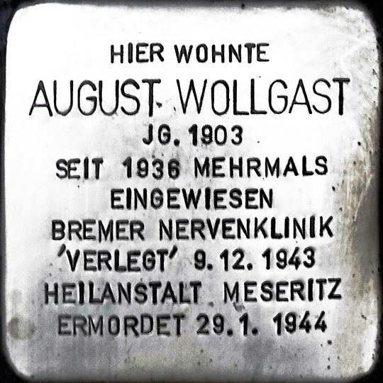 Stolperstein à la mémoire d’August Wollgast