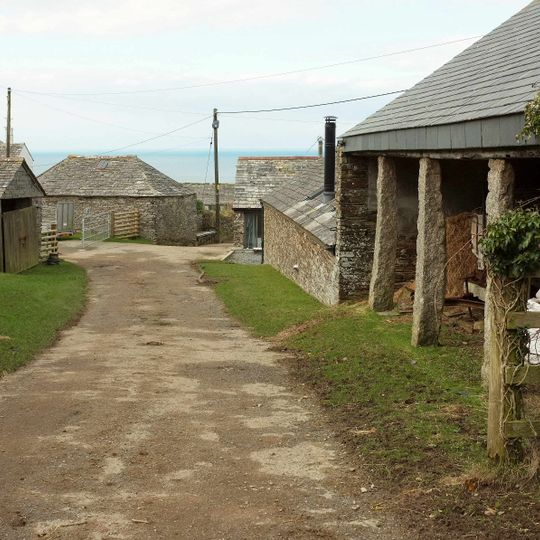 Barn With Waterwheel And Attached Row Of Shippons Or Stables To North East Of Tregardock Farmhouse