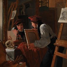 A Young Artist Examining a Sketch in a Mirror