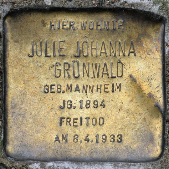 Stolperstein dedicated to Julie Johanna Grünwald
