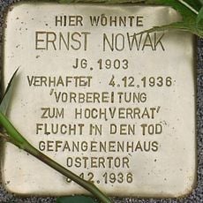 Stolperstein dedicated to Ernst Nowak