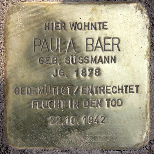 Stolperstein à la mémoire de Paula Baer
