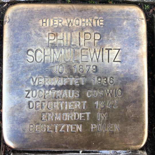 Stolperstein dedicated to Philipp Schmulewitz