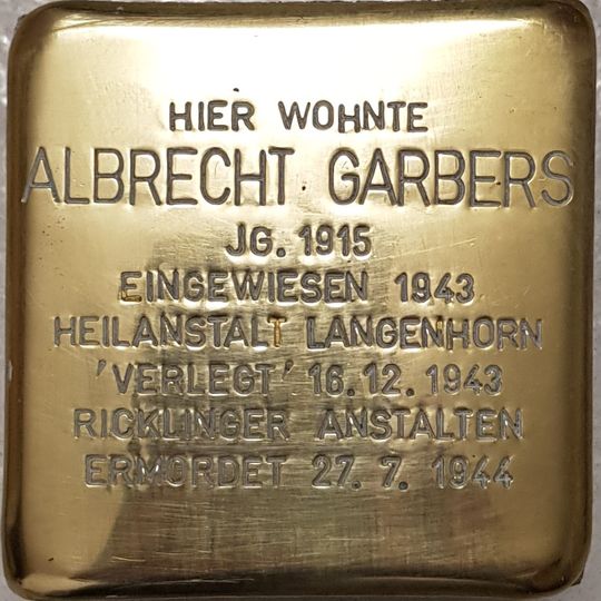 Stolperstein dedicated to Albrecht Garberst