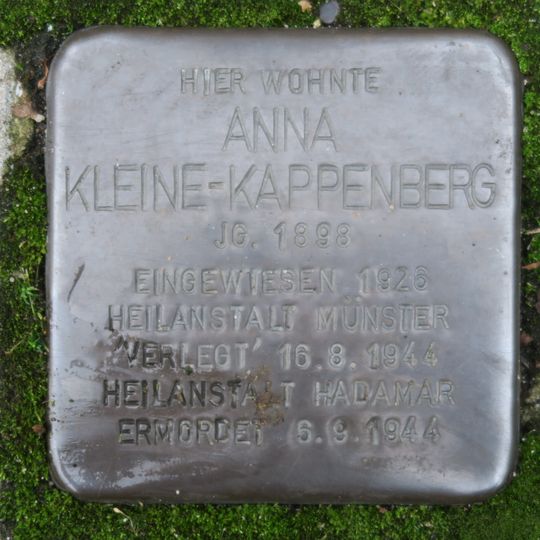 Stolperstein dedicated to Anna Kleine-Kappenberg