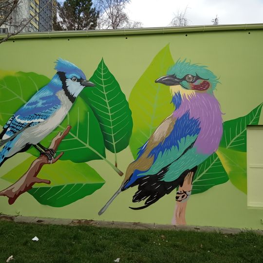 Mural on distribution substation RS 2770‎ in Kupeckého street