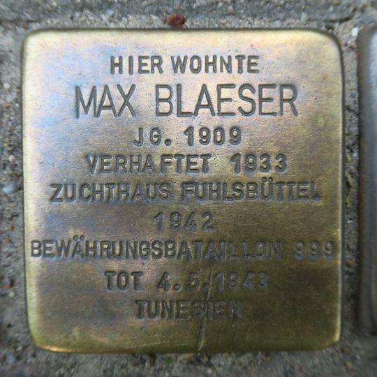 Stolperstein en memoria de Max Blaeser