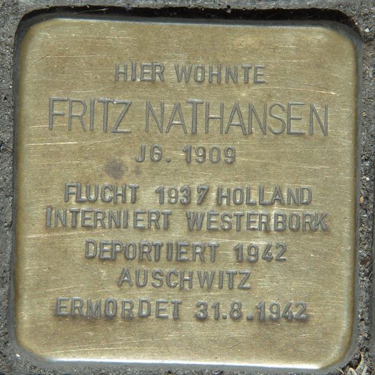 Stolperstein dedicated to Fritz Nathansen