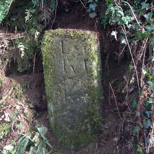 Milestone, old road from Greystone Bridge to Felldown Head; 20m uphill from Smallacombe / Palace Street Farm