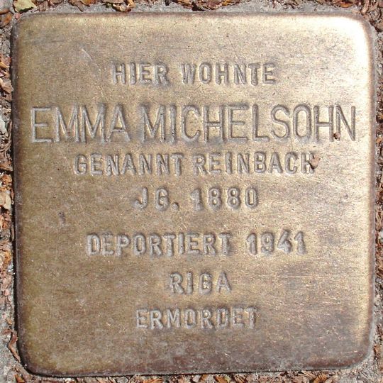 Stolperstein dedicated to Emma Michelsohn