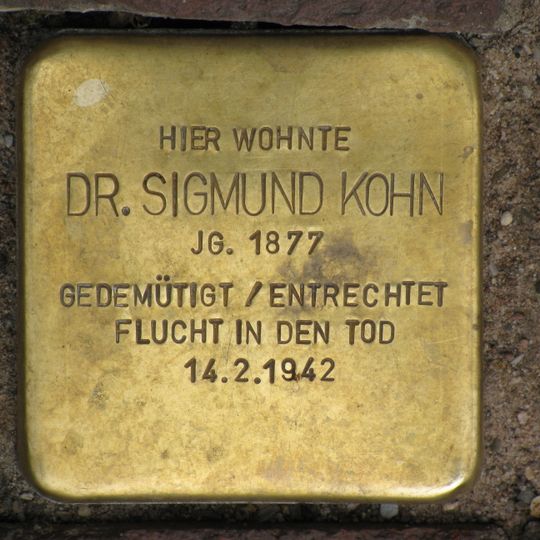 Stolperstein à la mémoire de Sigmund Kohn