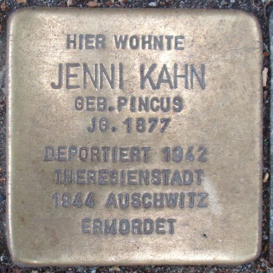Stolperstein dedicated to Jenni Kahn