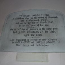 Memorial to Thomas Gordon and his wife Jane Charlotte (nee Campbell)