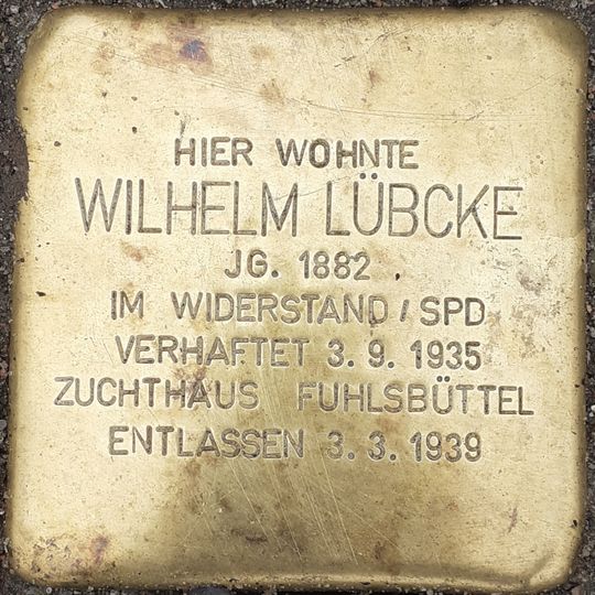 Stolperstein en memoria de Wilhelm Lübcke