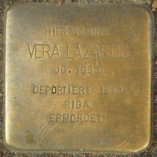 Stolperstein dedicated to Vera Lazarus