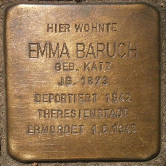 Stolperstein dedicated to Emma Baruch