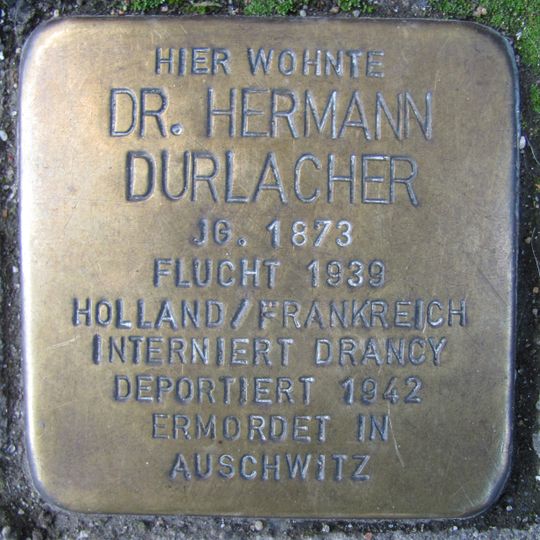 Stolperstein dedicated to Hermann Durlacher