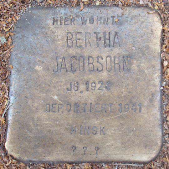 Stolperstein dedicated to Bertha Jacobsohn