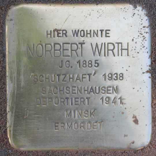 Stolperstein dedicated to Norbert Wirth