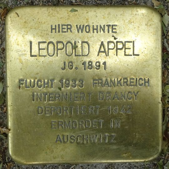 Stolperstein dedicated to Leopold Appel