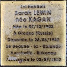 Stolperstein dedicated to Sarah Lewin