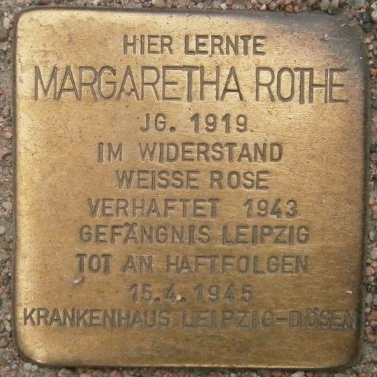 Stolperstein en memoria de Margaretha Rothe