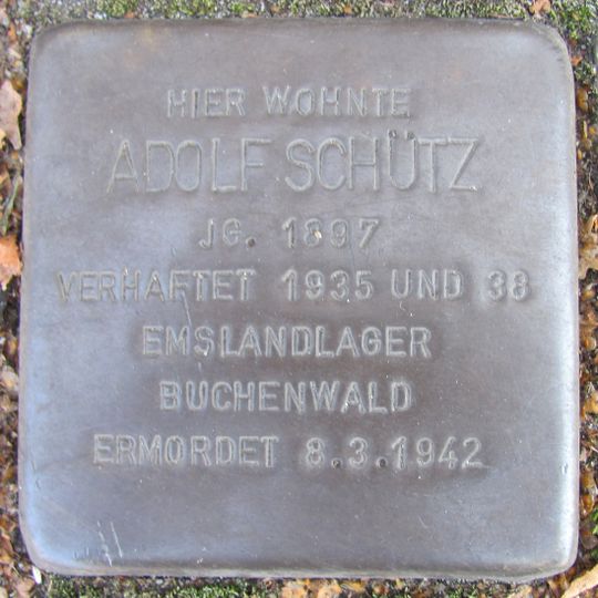 Stolperstein en memoria de Adolf Schütz