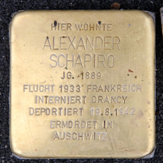 Stolperstein en memoria de Alexander Schapiro