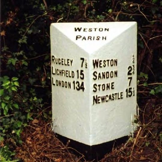 Milepost, S of the Green