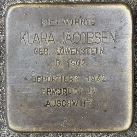Stolperstein dedicated to Klara Jacobsen