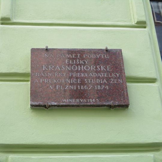 Pamětní deska Na paměť pobytu Elišky Krásnohorské