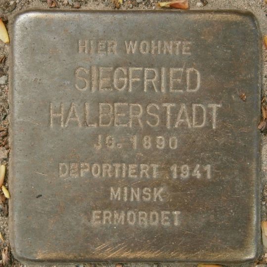 Stolperstein dedicated to Siegfried Halberstadt