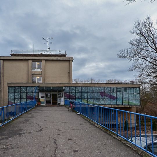 Footbridge to the school Na Hrázi 64 in Poděbrady
