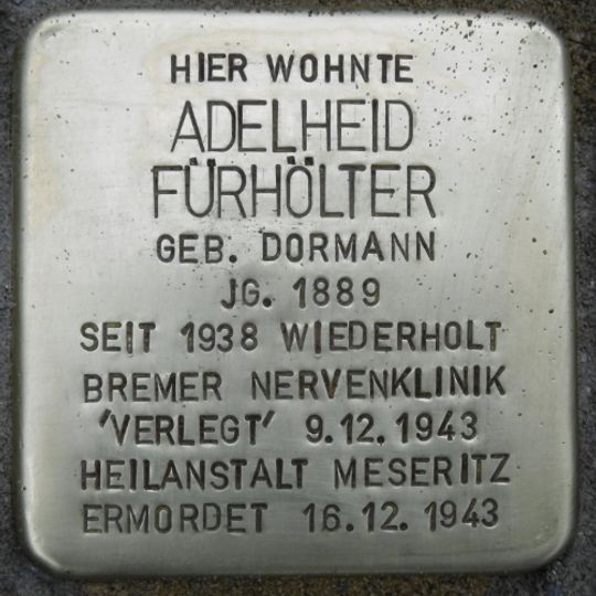 Stolperstein dedicated to Adelheid Fürhölter