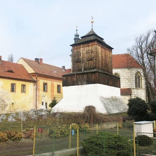 Bell tower in front of the church of John the Baptist