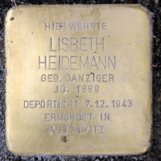 Stolperstein dedicated to Lisbeth Heidemann