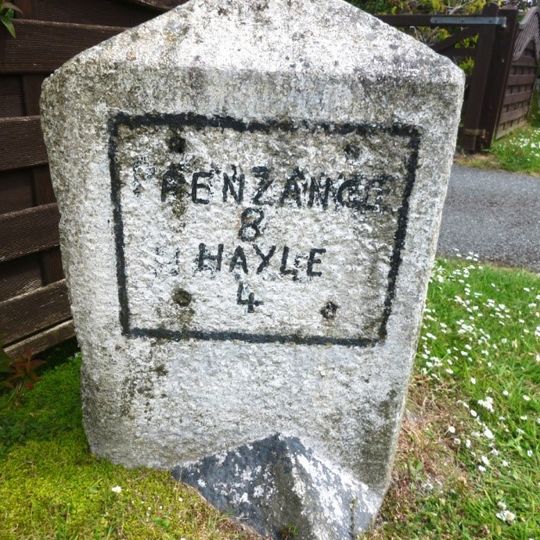 Milestone, Carbis Bay; E of corner shop