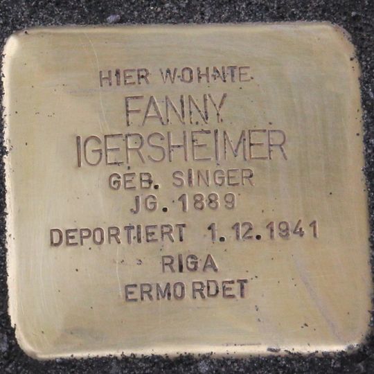 Stolperstein dedicated to Fanny Igersheimer