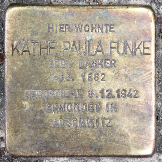 Stolperstein dedicated to Käthe Paula Funke