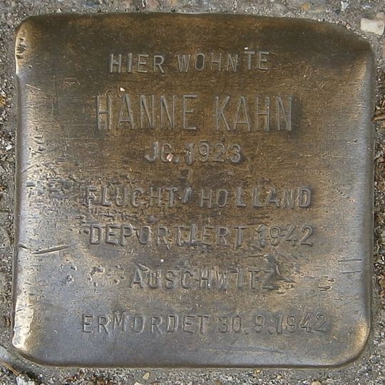 Stolperstein dedicated to Hanne Kahn