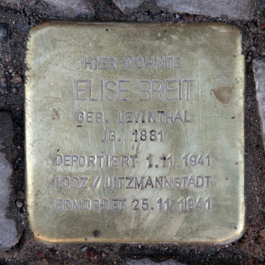 Stolperstein dedicated to Elise Breit