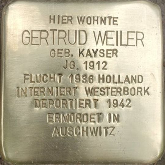 Stolperstein dedicated to Gertrud Weiler