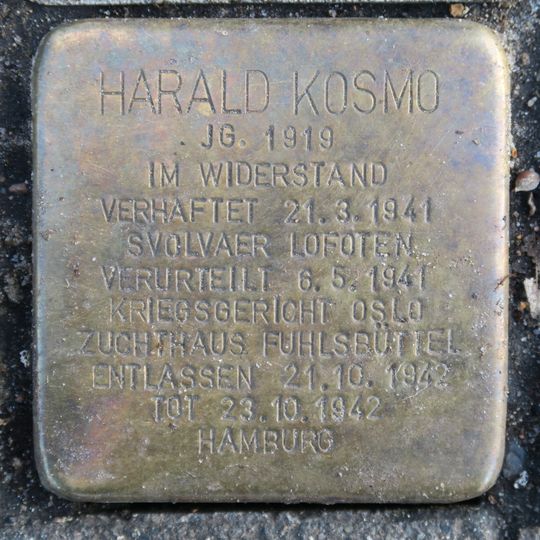 Stolperstein à la mémoire de Harald Kosmo