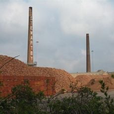 Two Kilns And Four Chimneys At The Stewartby Brickworks