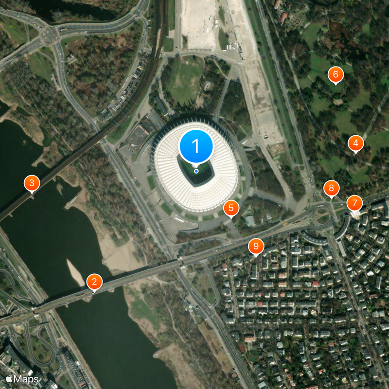 Stadion Narodowy w Warszawie Mapa