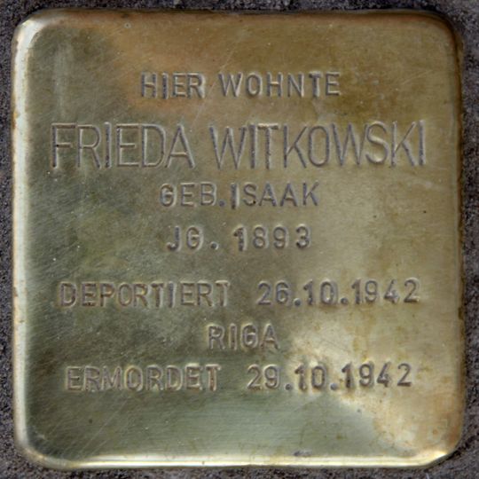 Stolperstein en memoria de Frieda Witkowski