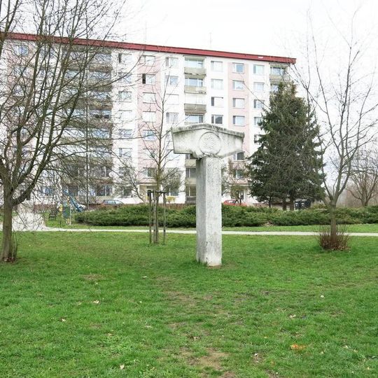 Stone sculpture in Železničářská Street in Česká Lípa