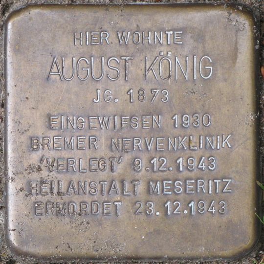 Stolperstein dedicated to August König