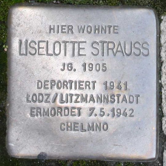 Stolperstein dedicated to Liselotte Strauss